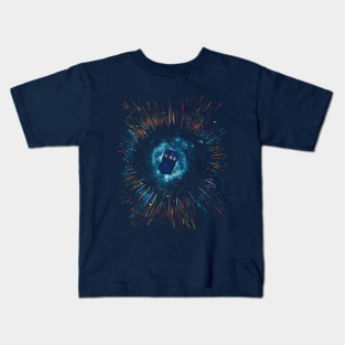 Blue box in space Kids T-Shirt